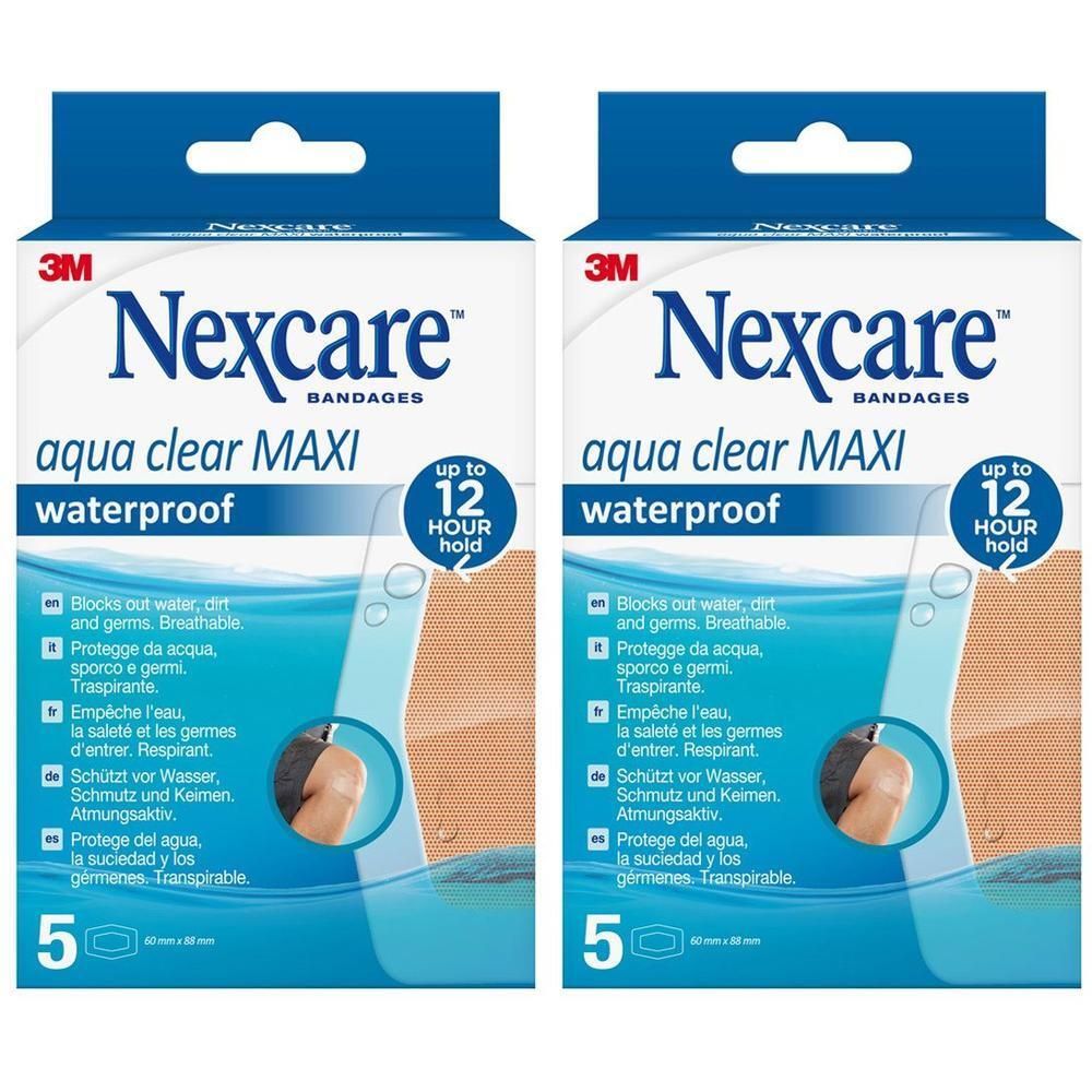 Nexcare Aqua Clear maxi waterproof 6x8,8 cm 2x 2x5 St Pflaster