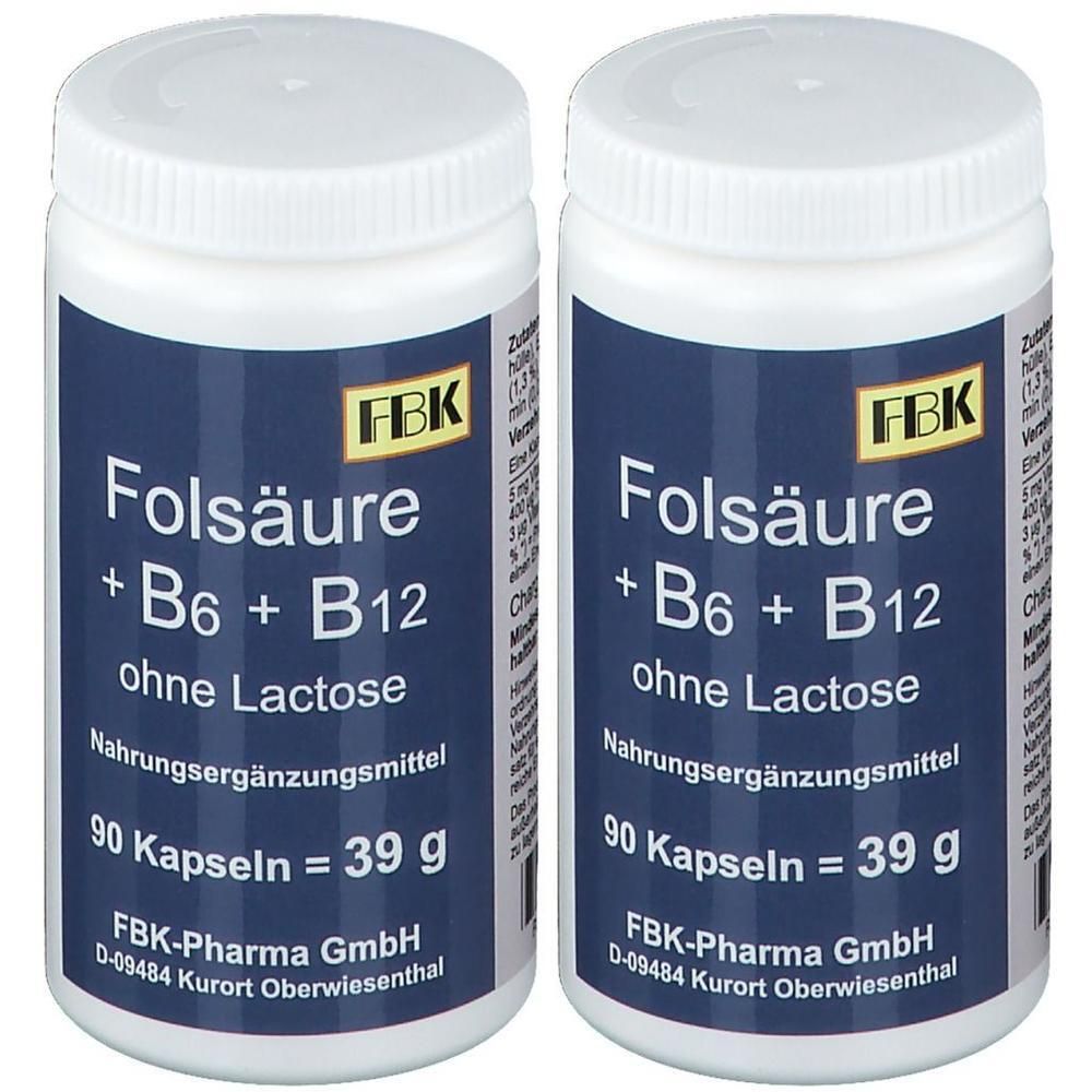 Folsäure+B6+B12 ohne Lactose Kapseln 2x 2x90 St