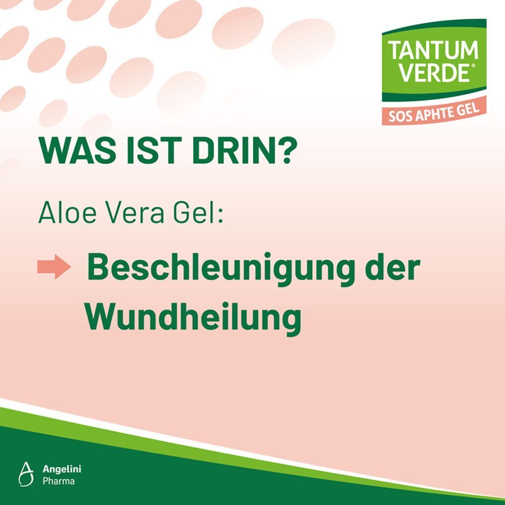 Rosa Hintergrund mit Text: Was ist drin? Aloe Vera Gel: Beschleunigung der Wundheilung.