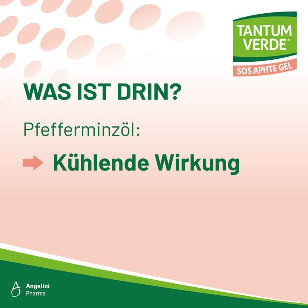 Rosa Hintergrund mit Text: Was ist drin? Pfefferminzöl: Kühlende Wirkung.