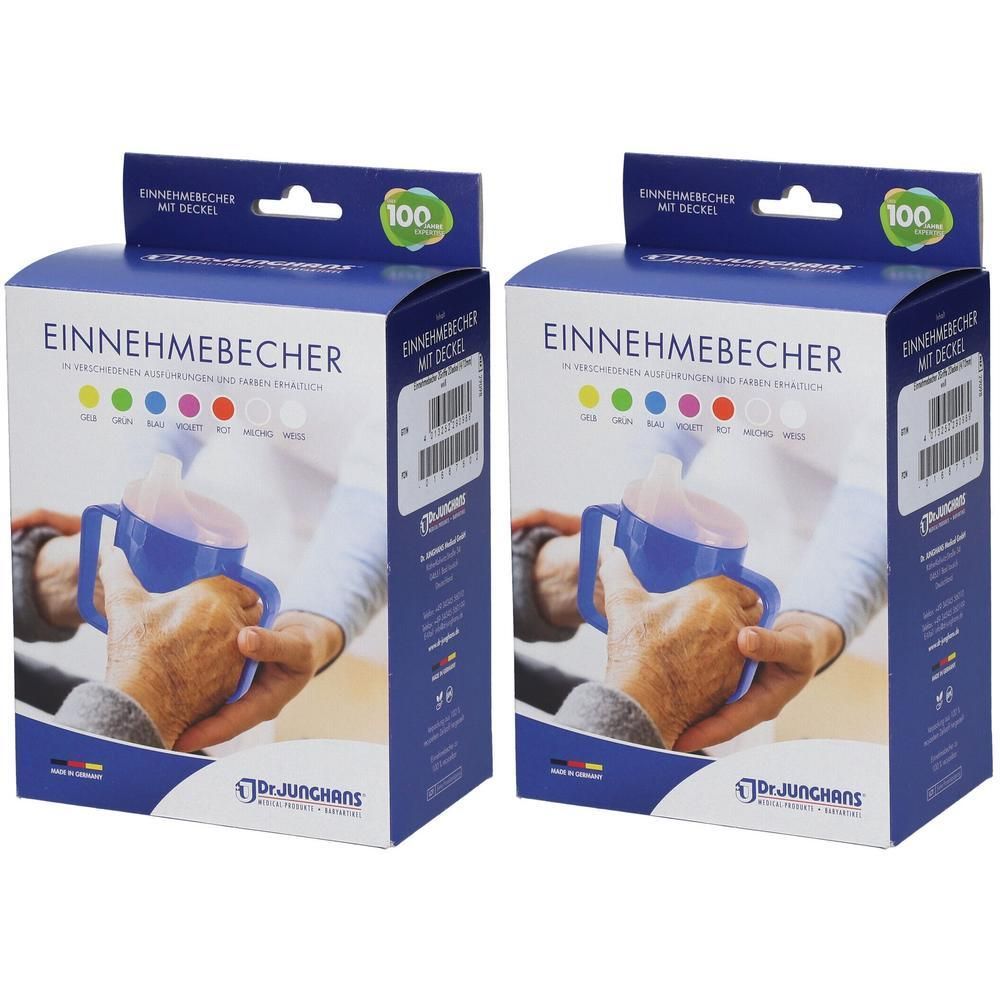 Einnehmebecher m.2 Griffen+2 Deckel 4+12mm weiß 2x 2x1 St