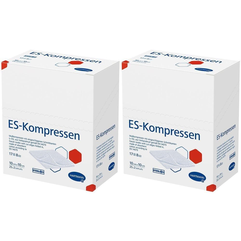 Es-Kompressen steril 10x10 cm 8fach 2x 2x25x2 St Kompressen