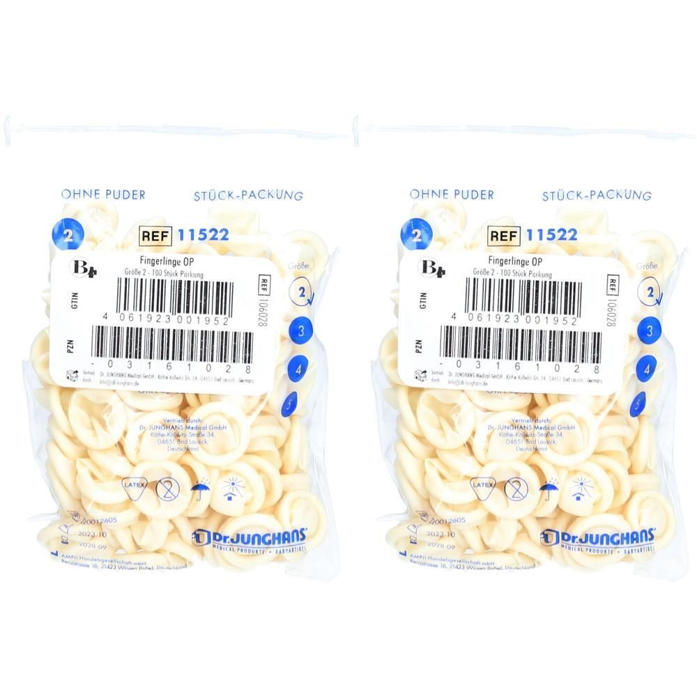 Fingerling OP Latex Gr.2 gerollt 2x 2x100 St