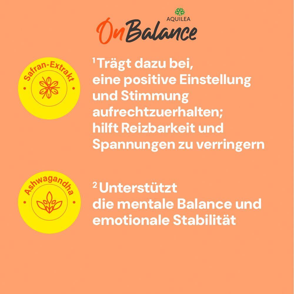 Gelber Hintergrund mit Text. Text: Trägt dazu bei, eine positive Einstellung aufrechtzuerhalten; hilft Reizbarkeit zu verringern. 2 Kreise.
