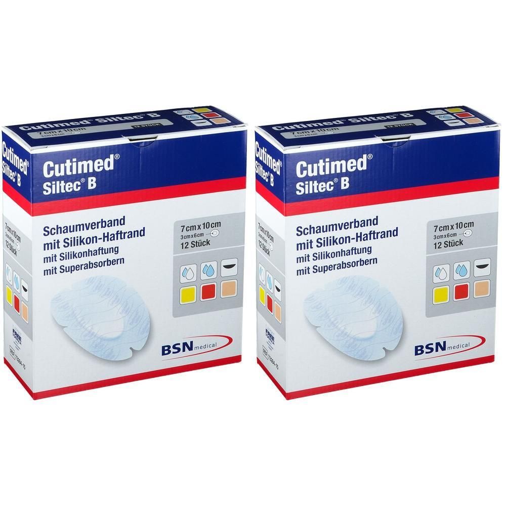 Cutimed Siltec B Schaumverb.7x10 cm oval 2x 2x12 St Kompressen