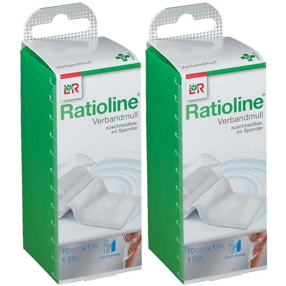 Ratioline acute 10 cmx1 m Verbandmull gerollt 2x 2x1 St Verband