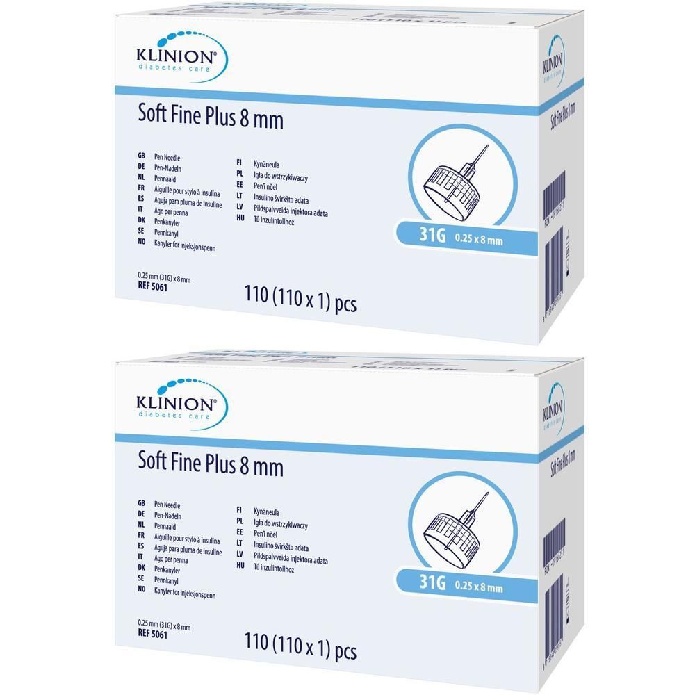 Klinion Soft fine plus Pen-Nadeln 0,25x8 mm 31 G + Retourenbox 2x 2x110 St Kanüle