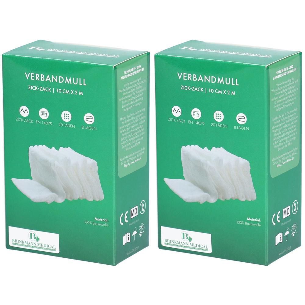 Verbandmull 10 cmx2 m zickzack 2x 2x1 St Verband