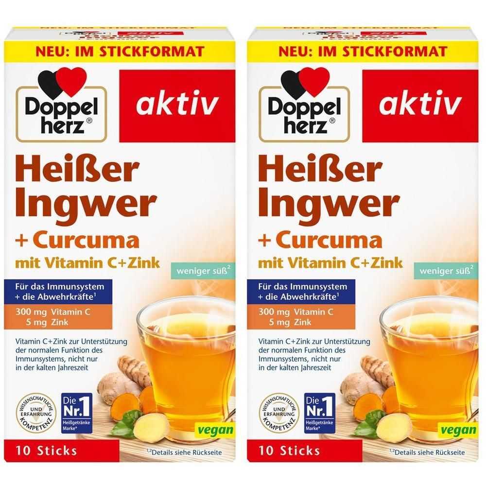 Doppelherz heißer Ingwer+Curcuma Beutel 2x 2x10 St