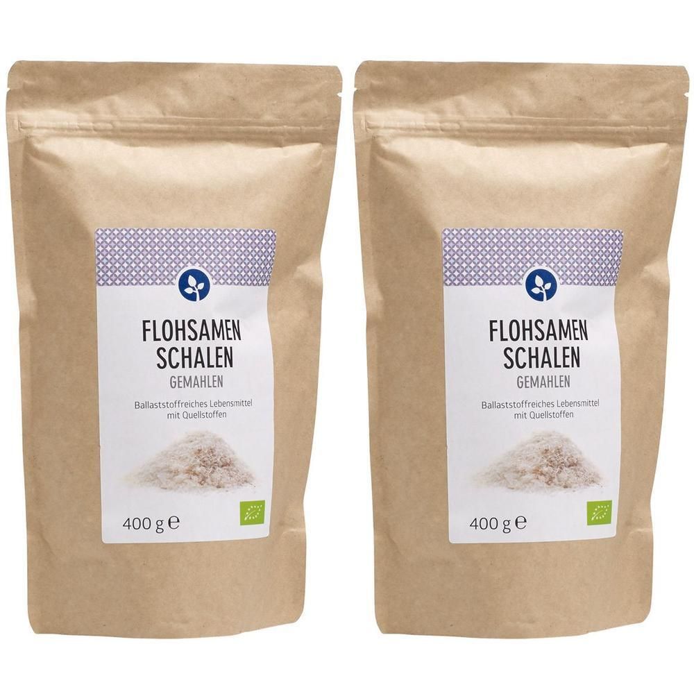 Flohsamenschalen gemahlen Bio Pulver 2x 2x400 g
