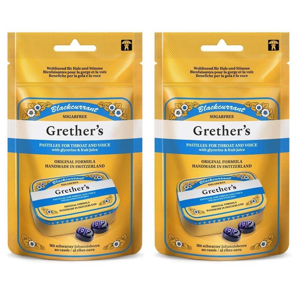 Grethers Blackcurrant Silber zf.Past.Beutel Refill 2x 2x110 g Pastillen