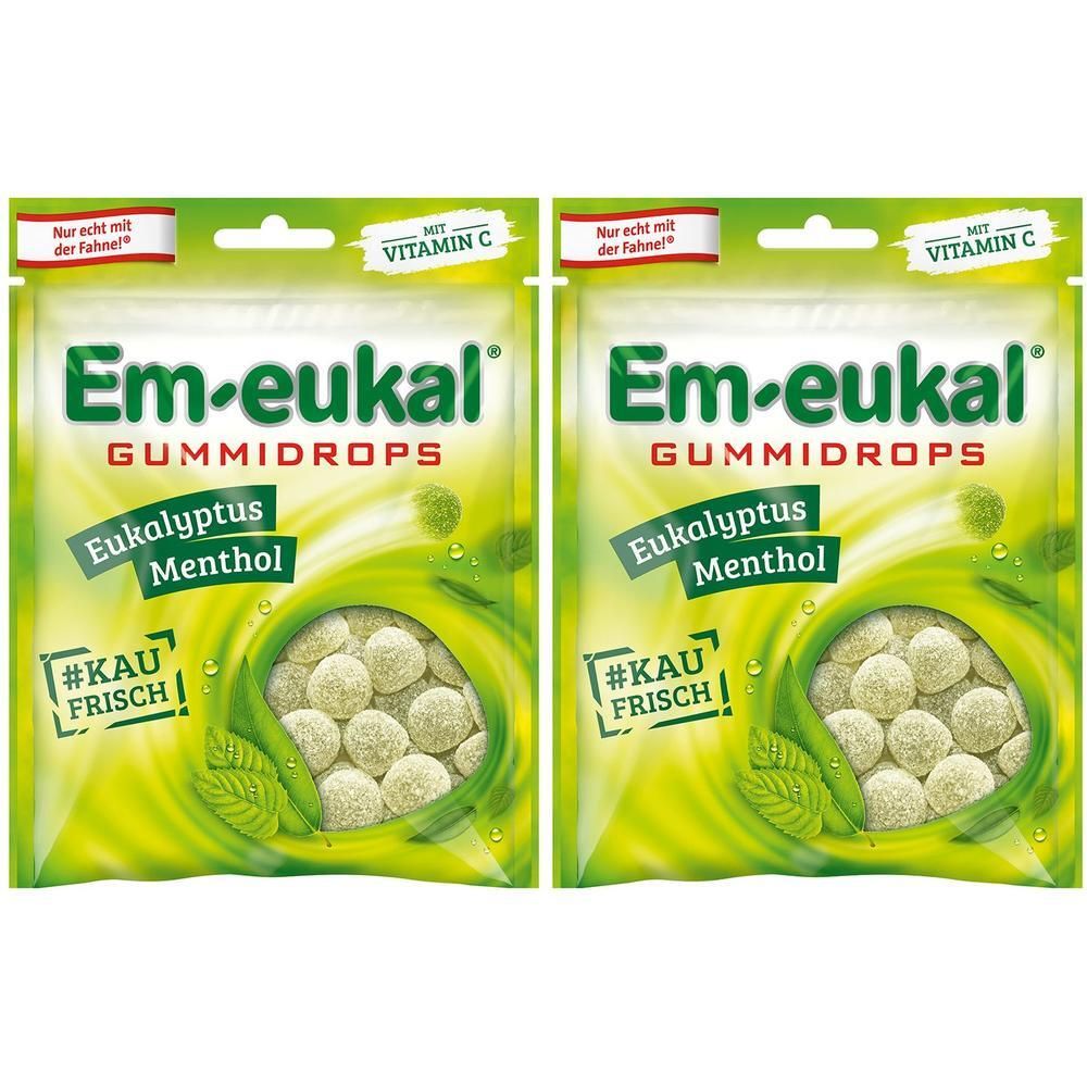 Em-Eukal Gummidrops Eukalyptus-Menthol zuckerhalt. 2x 2x90 g Bonbons