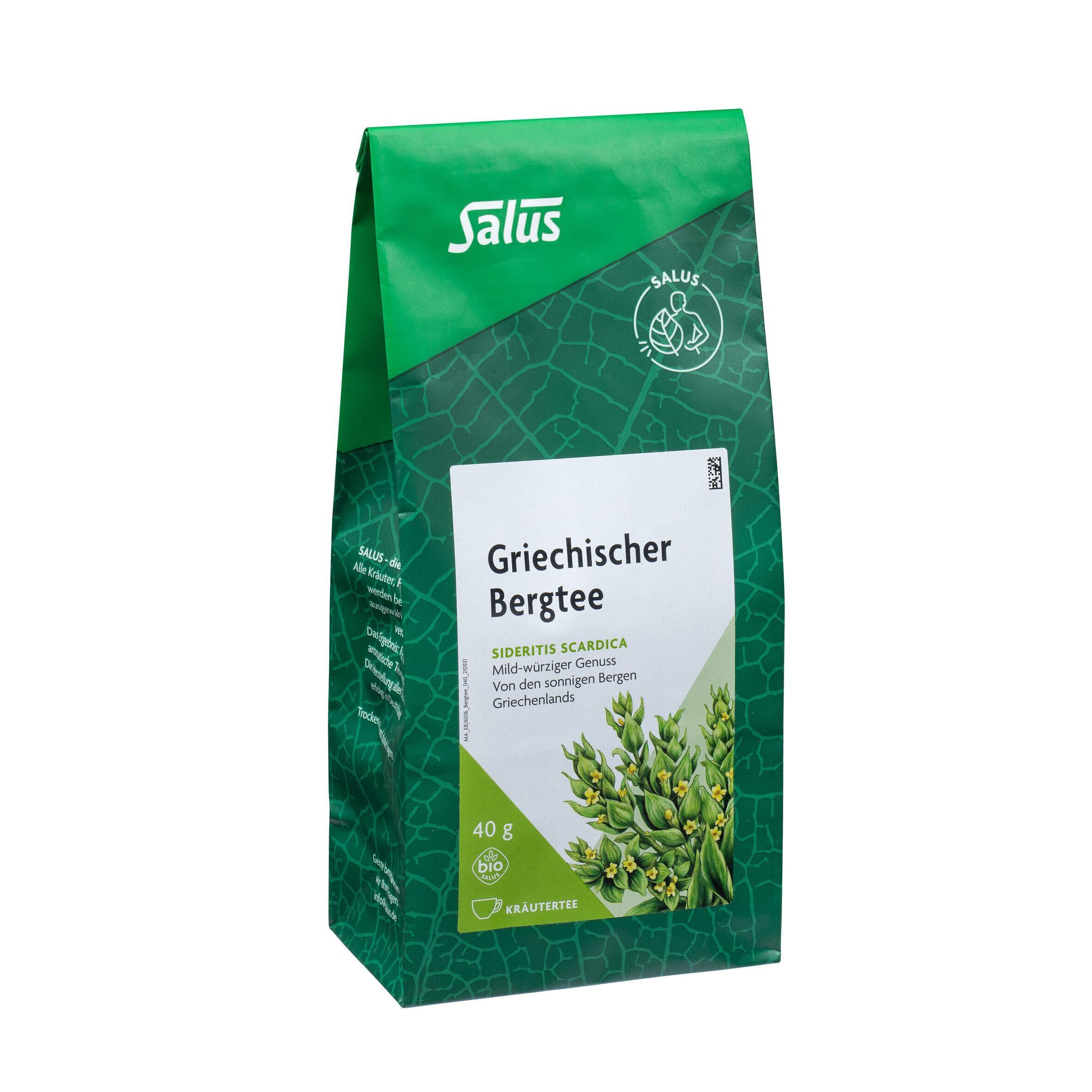 Eine Packung Salus Griechischer Bergtee mit 40g Inhalt.