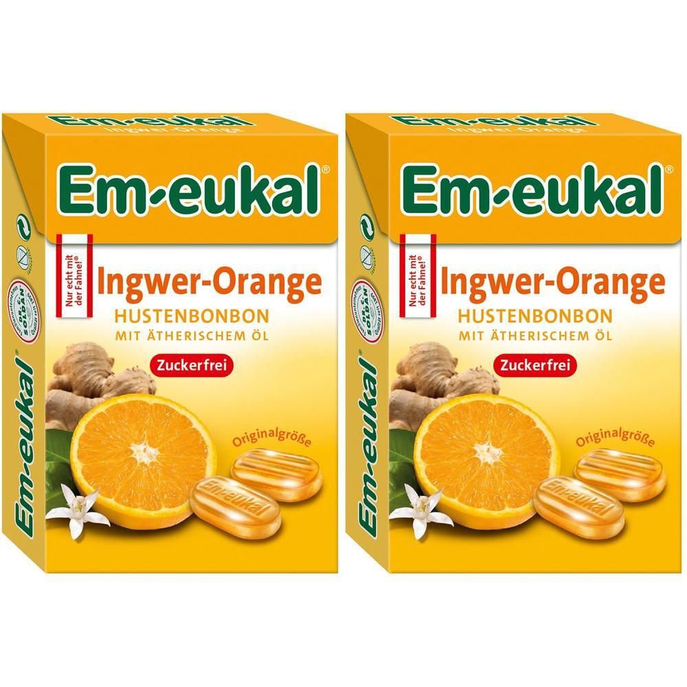 Em-Eukal Bonbons Ingwer Orange zuckerfrei Box 2x 2x50 g