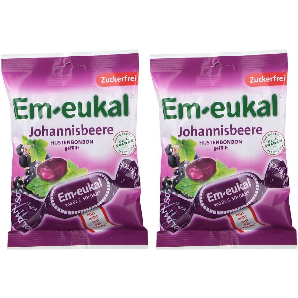 Em-Eukal Bonbons Johannisbeere gefüllt zuckerfei 2x 2x75 g