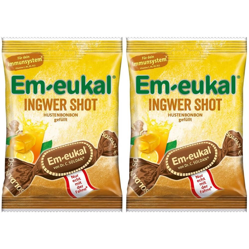 Em-Eukal Bonbons Ingwer Shot gefüllt zuckerhaltig 2x 2x75 g