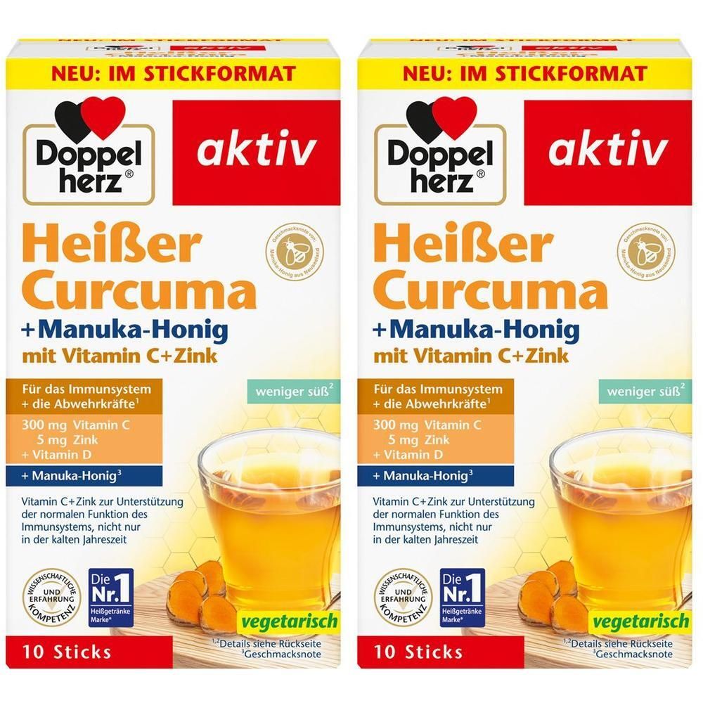 Doppelherz heißer Curcuma+Manuka-Honig Granulat 2x 2x10 St