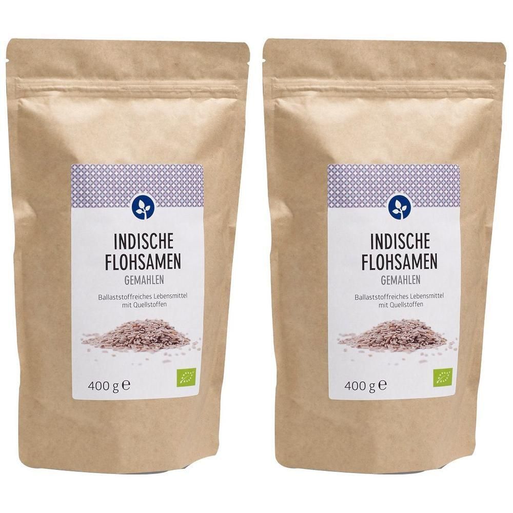 Indische Flohsamen gemahlen Bio 2x 2x400 g Pulver