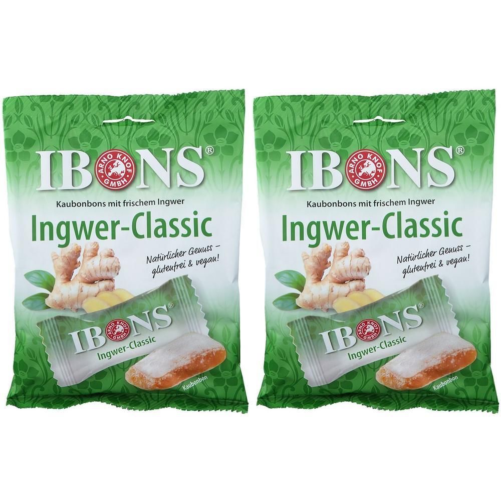Ibons Ingwer Classic Tüte Kaubonbons 2x 2x92 g Bonbons