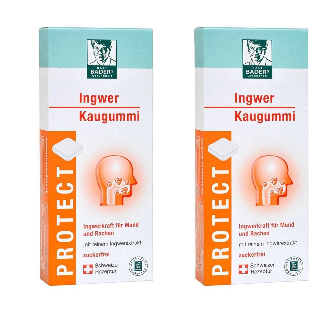Baders Protect Gum Ingwer 2x 2x20 St Kaugummi