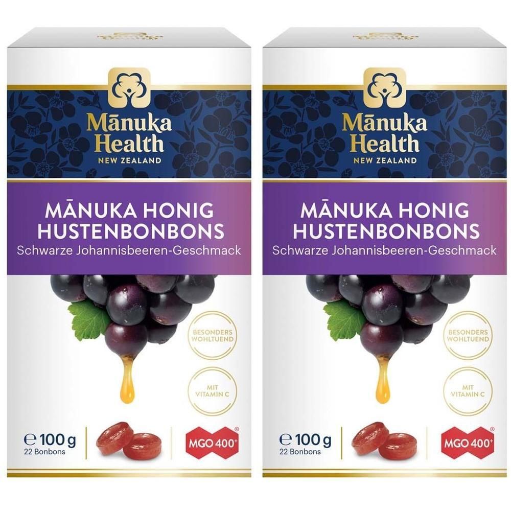 Manuka Health MGO 400+ Lutschbonb.schw.Johannisb. 2x 2x100 g Bonbons