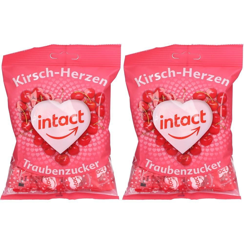 Intact Traubenzucker Beutel Herzen 2x 2x75 g Bonbons