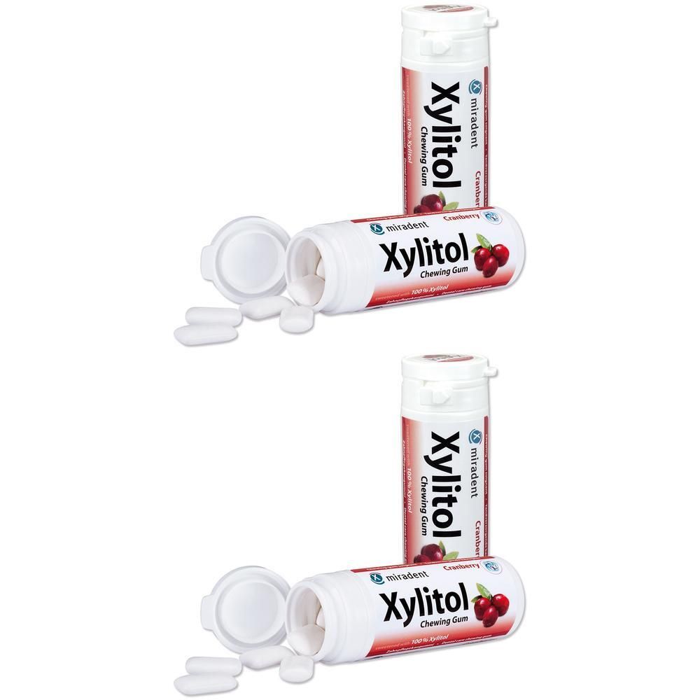 Miradent Xylitol Chewing Gum Cranberry 2x 2x30 St Kaugummi