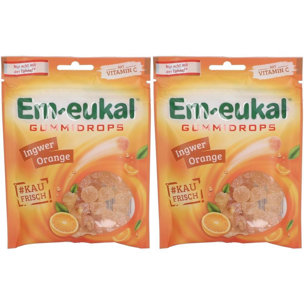 Em-Eukal Gummidrops Ingwer-Orange zuckerhaltig 2x 2x90 g Bonbons