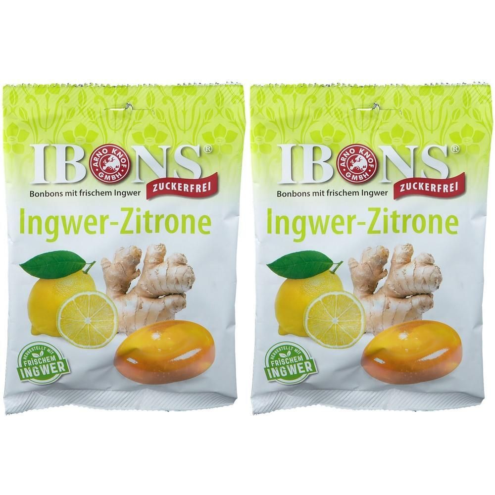 Ibons Ingwer Zitrone o.Zucker Tüte Lutschbonbons 2x 2x75 g Bonbons