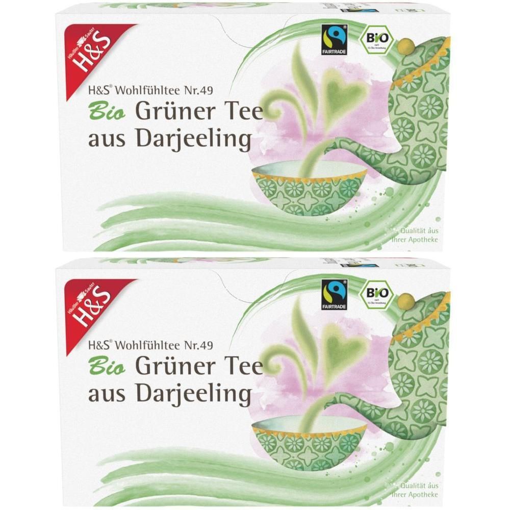 H&S Bio Grüner Tee aus Darjeeling Filterbeutel 2x 2x20x2 g