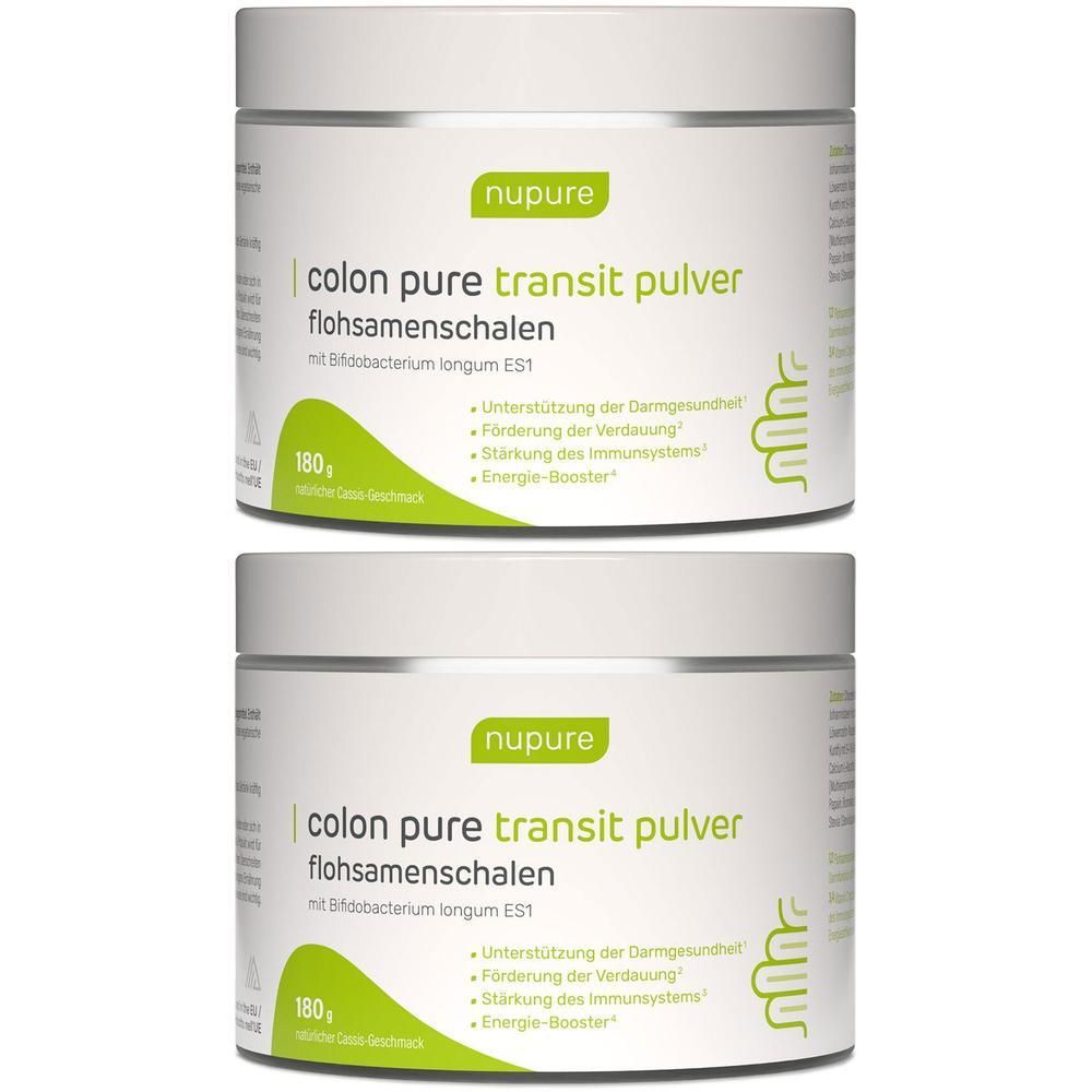 Nupure colon pure transit pulver flohsamenschalen 2x 2x180 g Pulver