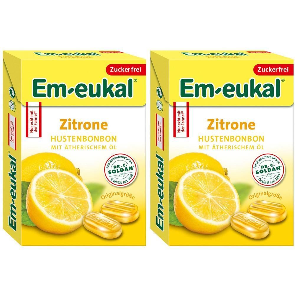 Em-Eukal Bonbons Zitrone zuckerfrei Box 2x 2x50 g