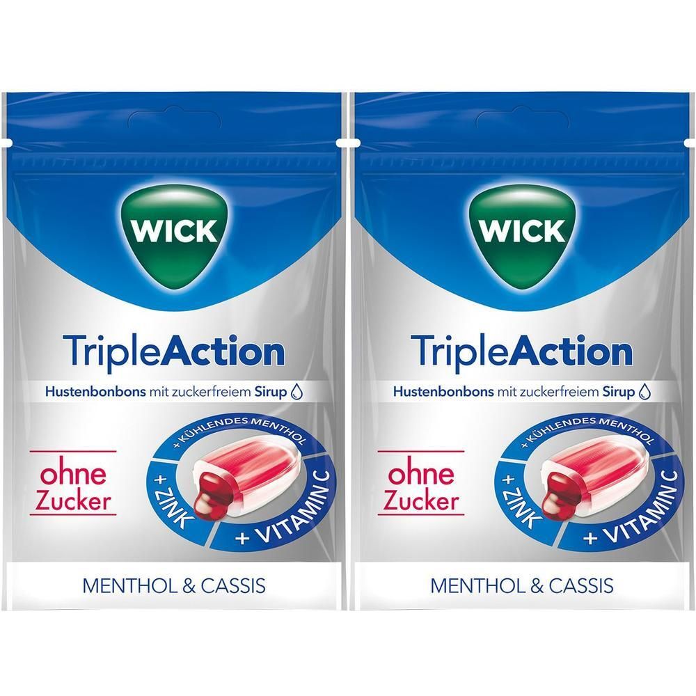 Wick TripleAction Menthol & Cassis o.Zucker Bon. 2x 2x72 g Bonbons