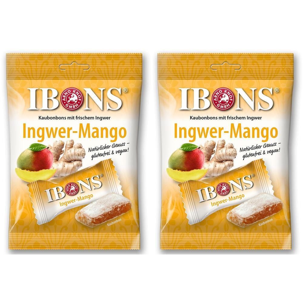 Ibons Ingwer Mango Tüte Kaubonbons 2x 2x92 g Bonbons