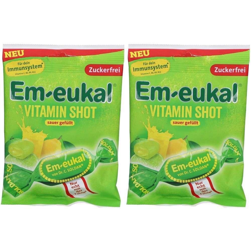Em-Eukal Bonbons Vitamin Shot sauer zuckerfrei 2x 2x75 g