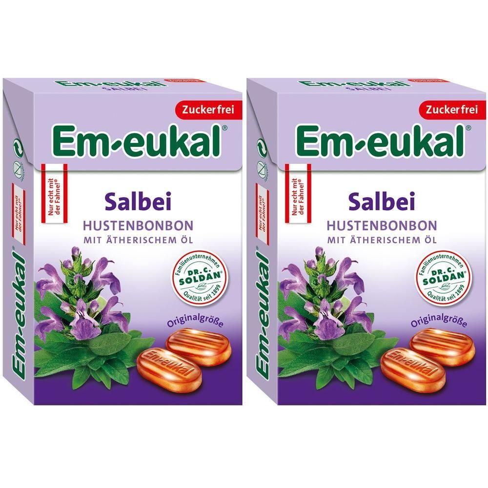 Em-Eukal Bonbons Salbei zuckerfrei Box 2x 2x50 g