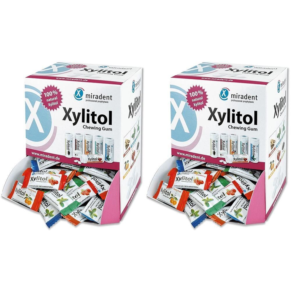 Miradent Xylitol Chewing Gum Schüttverp.sort. 2x 2x200 St Kaugummi