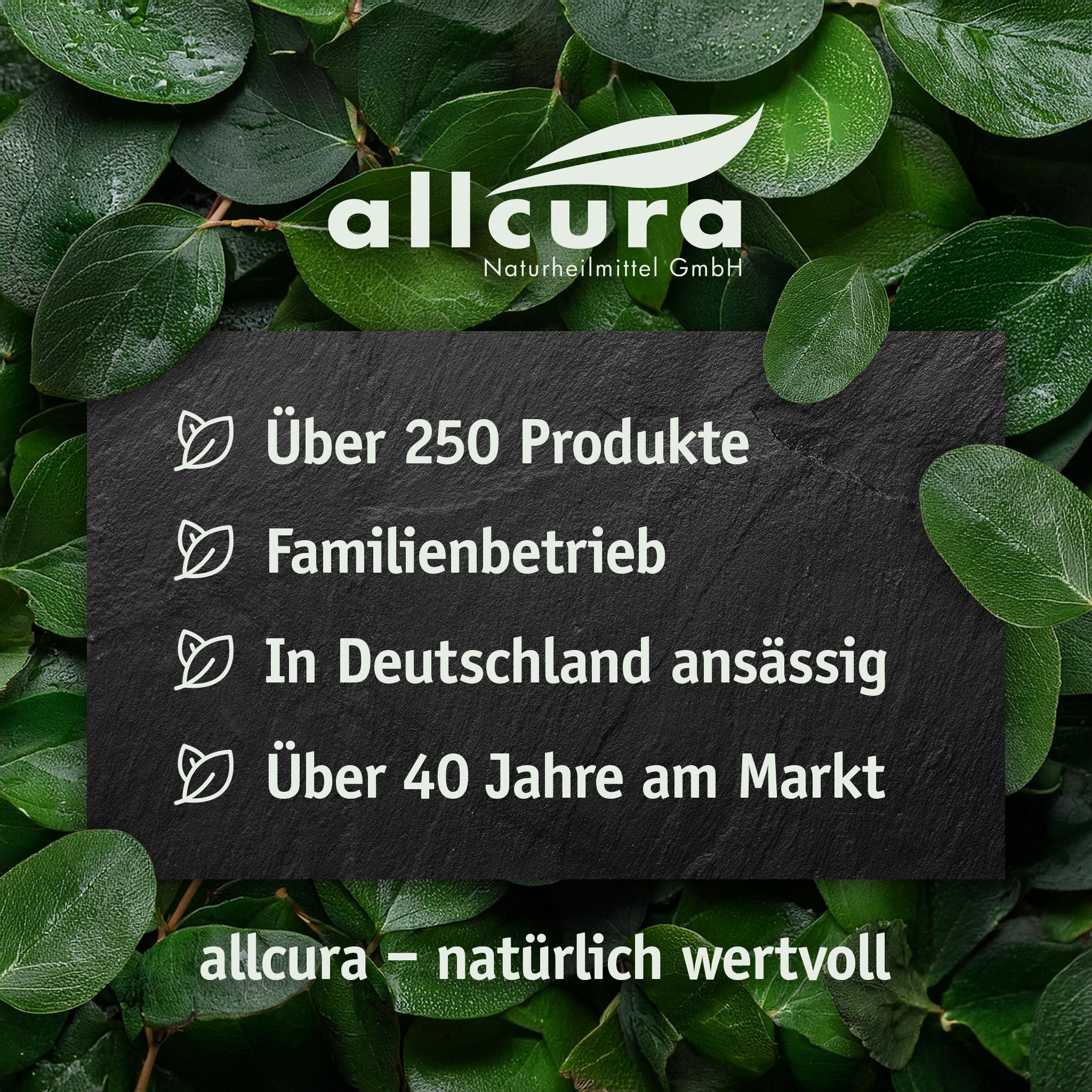 Unternehmensinformationen von allcura: Über 250 Produkte, Familienbetrieb, in Deutschland ansässig.