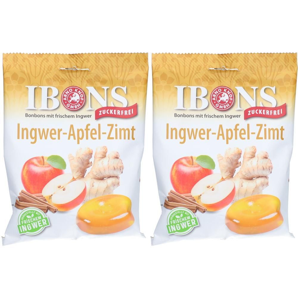 Ibons Ingwer Apfel Zimt o.Zucker Tüte Lutschbonb. 2x 2x75 g Bonbons