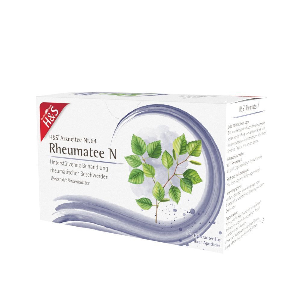 H&S Rheumatee N Packung, zur Linderung rheumatischer Beschwerden. Enthält Birkenblätter.