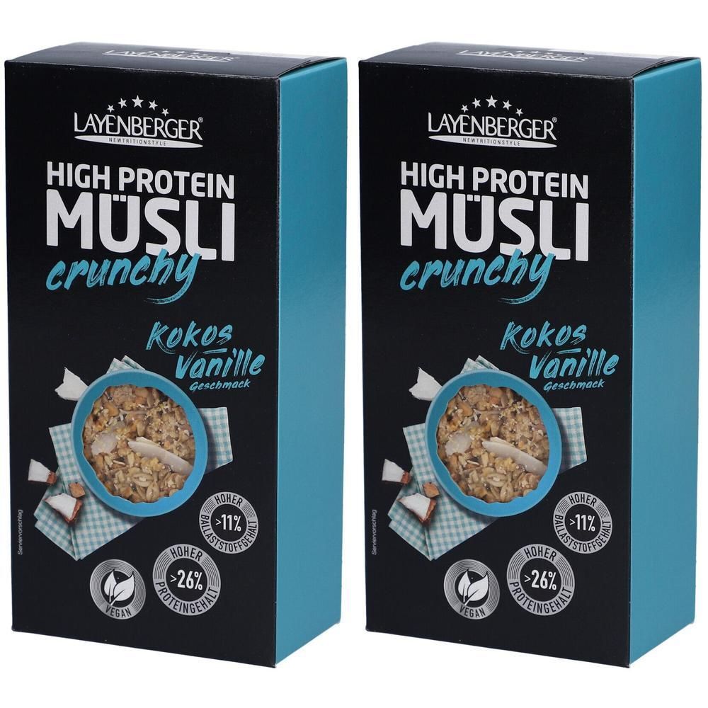 Layenberger High Protein Crunchy Müsli Kokos-Vanille Geschmack 375g 2x 2x375 g