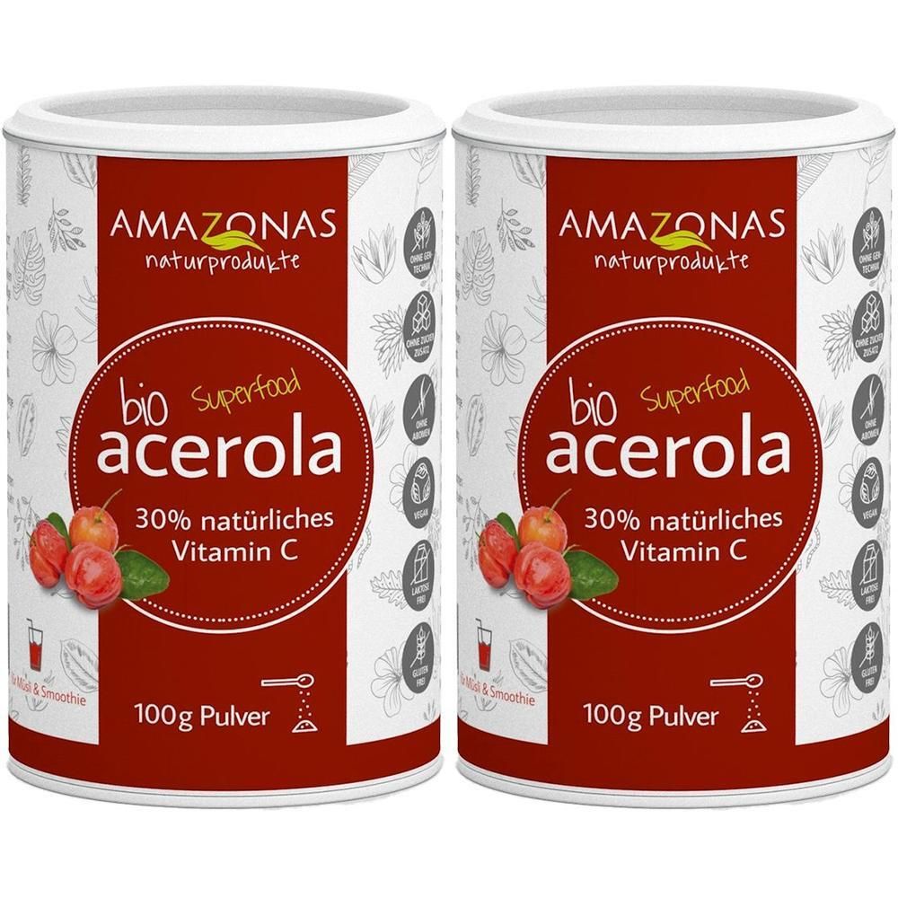 Acerola 100% Bio 30% nat.Vit.C ohne Zusätze Pulver 2x 2x100 g