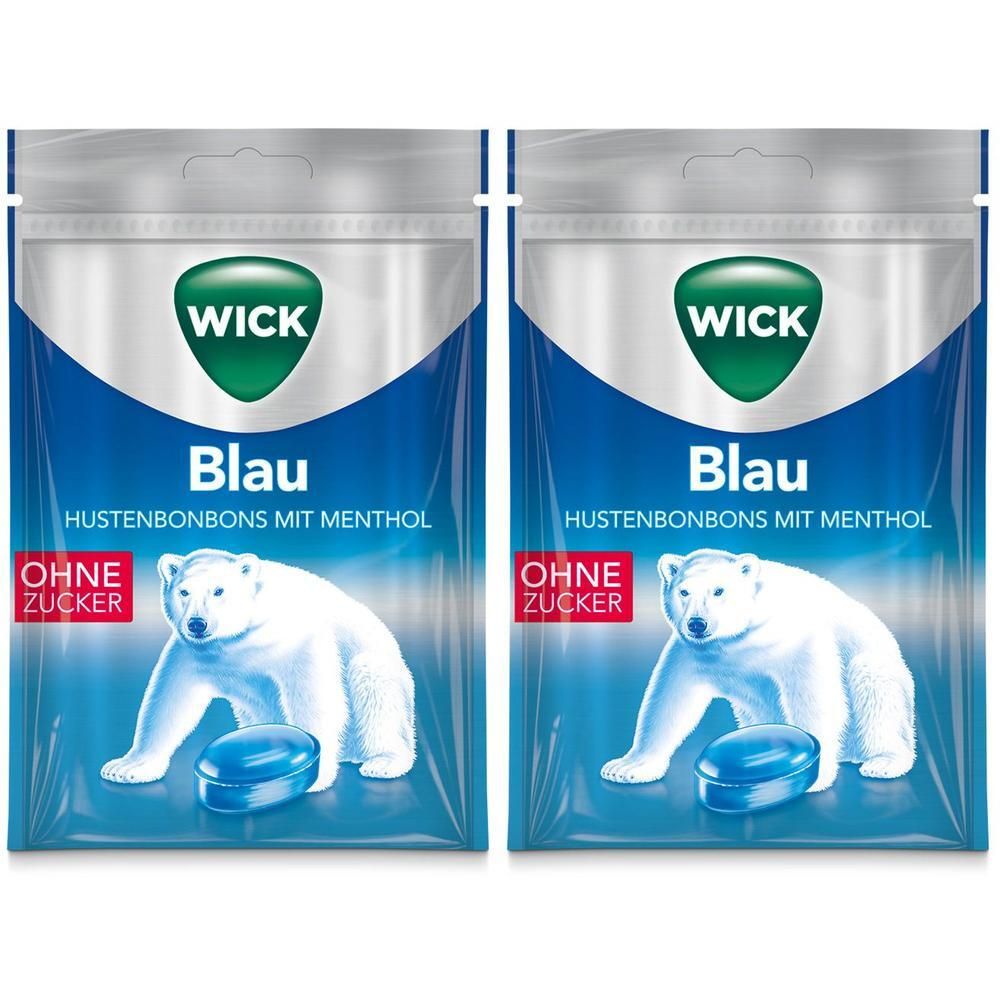 Wick Blau Menthol Bonbons o.Zucker Beutel 2x 2x72 g