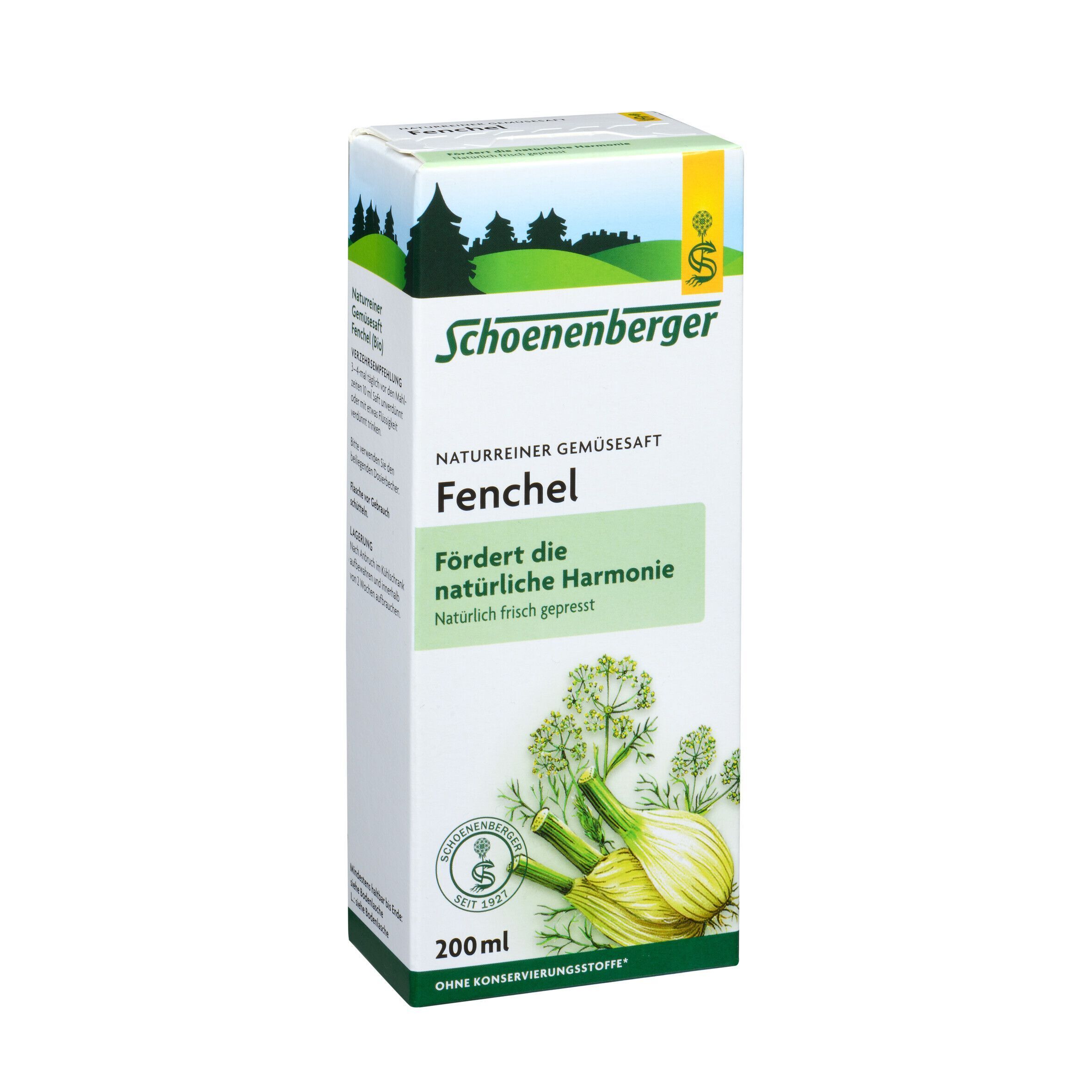 Karton Schoenenberger Fenchelsaft 200ml.