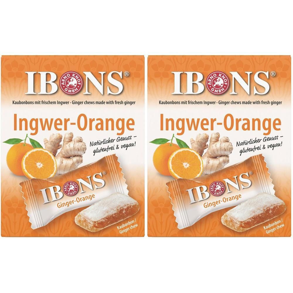 Ibons Ingwer Orange Box Kaubonbons 2x 2x60 g Bonbons