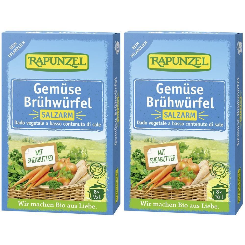 Gemüse Brühwürfel salzarm, mit Bio-Hefe 2x 2x8 St