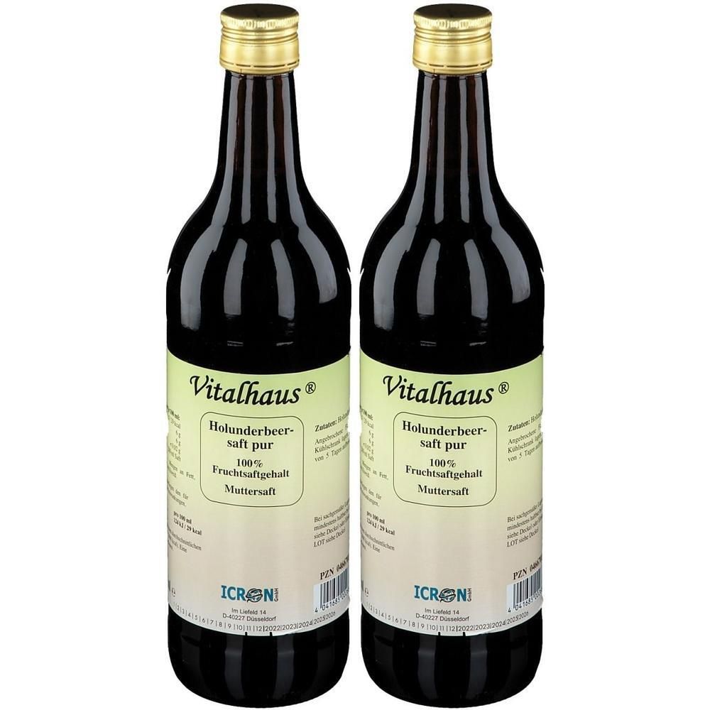 Holunderbeer Saft pur Vitalhaus 2x 2x750 ml Flüssigkeit