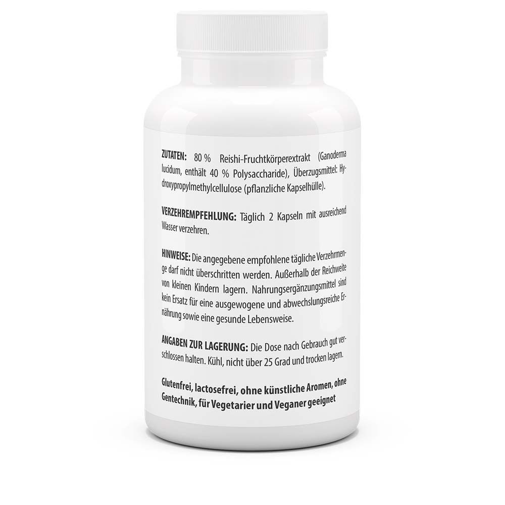 Roter Reishi Extrakt 500 mg, 40% Polysaccharide Kapseln