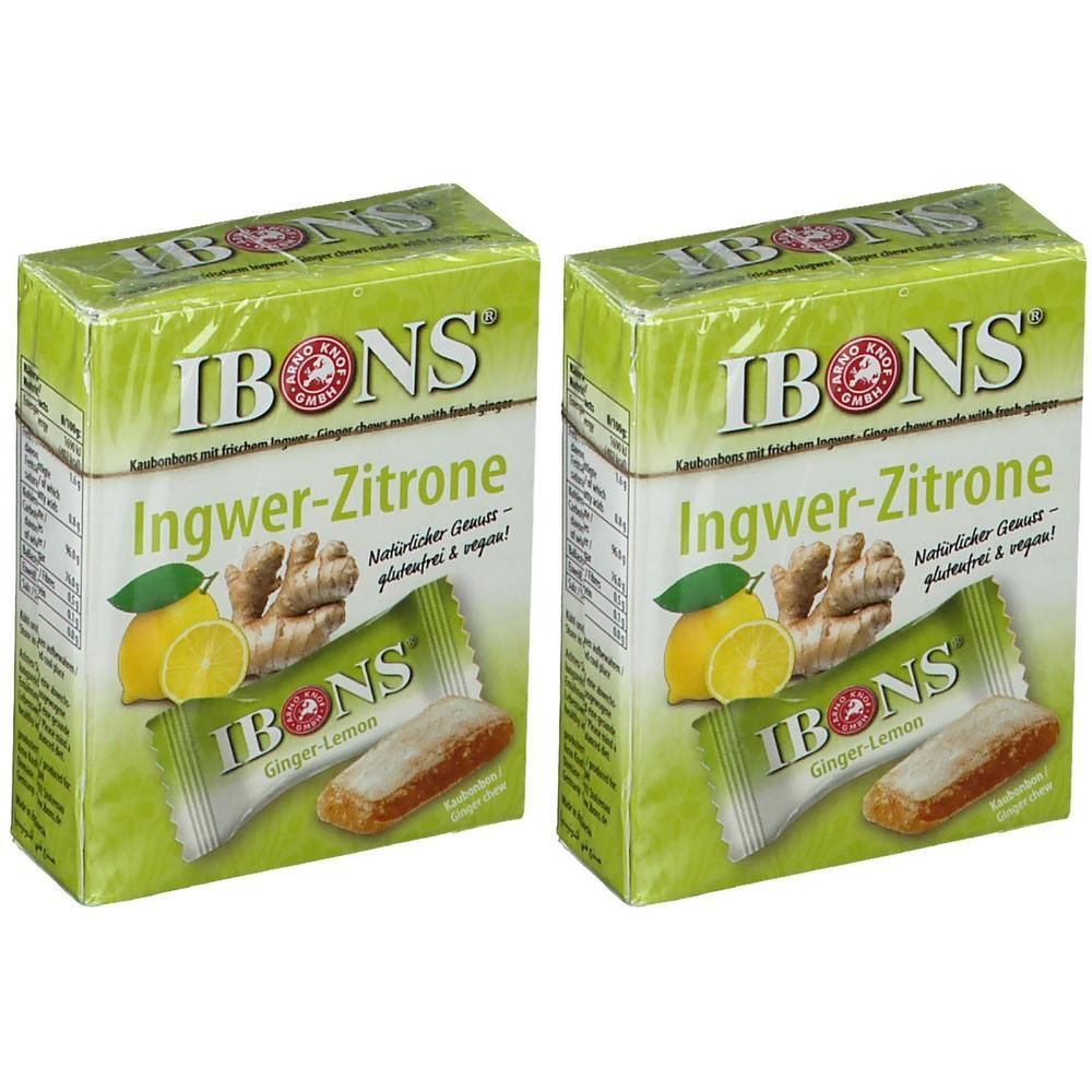 Ibons Ingwer Zitrone Box Kaubonbons 2x 2x60 g Bonbons