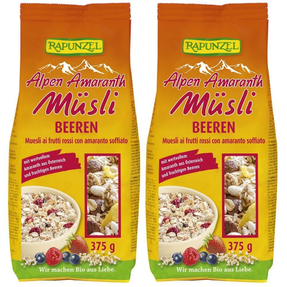 Rapunzel Bio Alpen-Amaranth Müsli, Beeren 2x 2x375 g